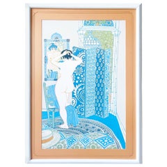 Vintage Woman in Shower Room, Framed Asian Art Print