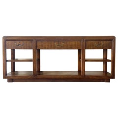 Vintage Mid Century Modern Campaign Console Table by Drexel Heritage