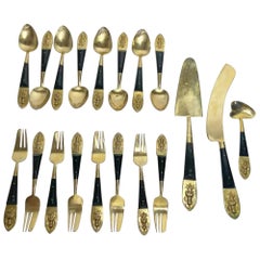 Rasieta, Bronze 19 Piece Flatware Set by RS Siam, 1950s