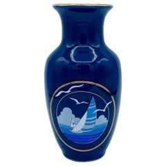Navy Blue Mini Vase with Flared Gold Rim by Jordan’s