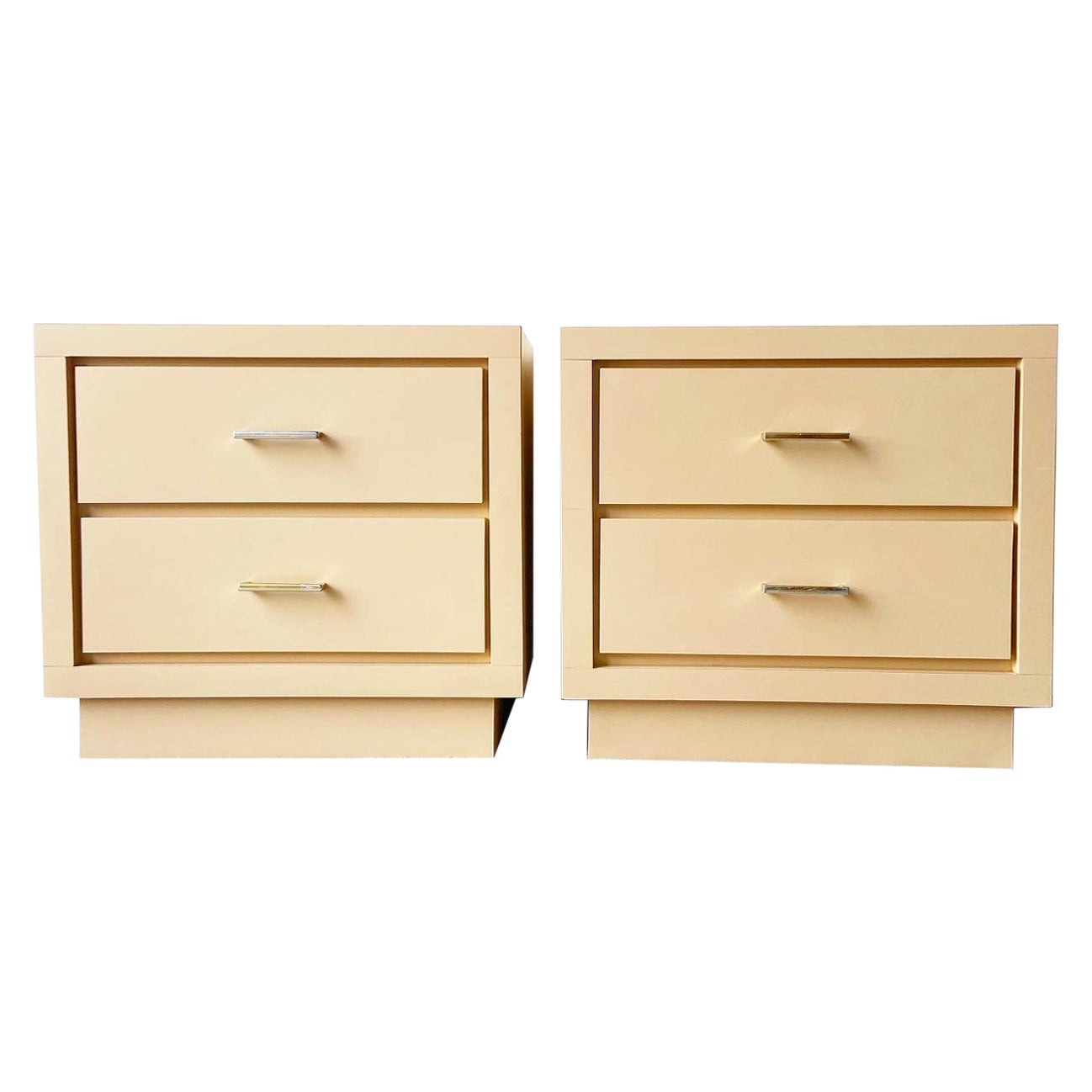 1990's Postmodern Furniture Solid Maple Nightstands, a Pair at