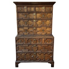 Early 18th Century Geometric-Front Chest on Chest