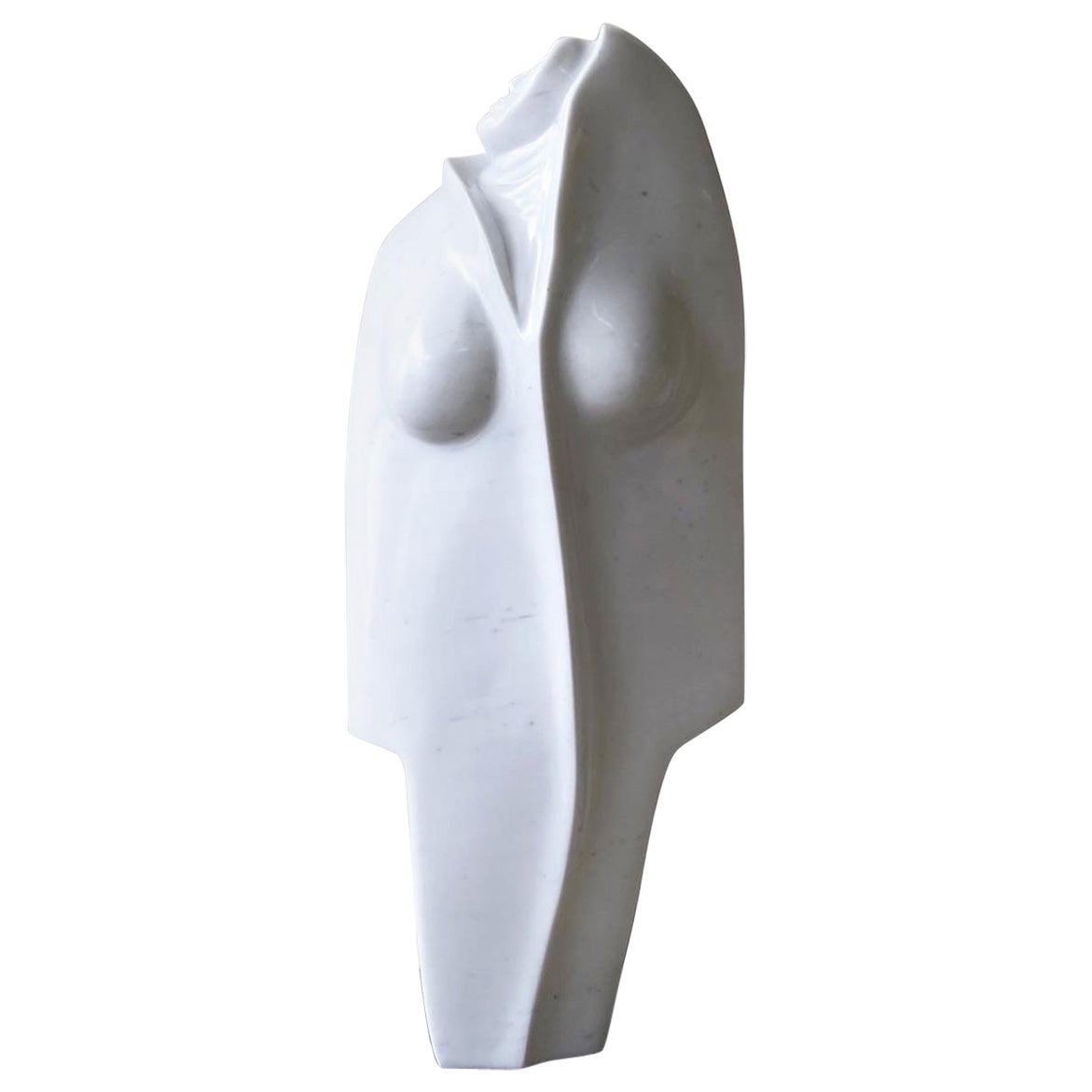 Hand Carved White Marble Sculpture of a Woman Leaning on a Ladder For ...
