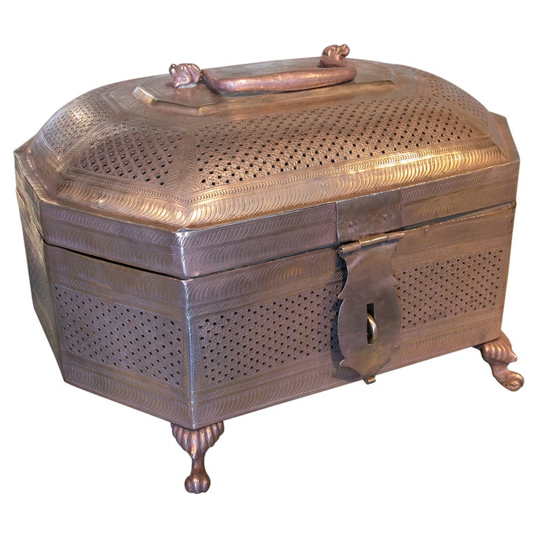 1950s Bronze DieCut Box with Lion Claw Stands For Sale at 1stDibs