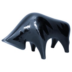 Postmodern Black Metal Bull Sculpture