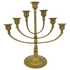Early 20th Century Boho Eclectic Brass 7-Arm Candelabra
