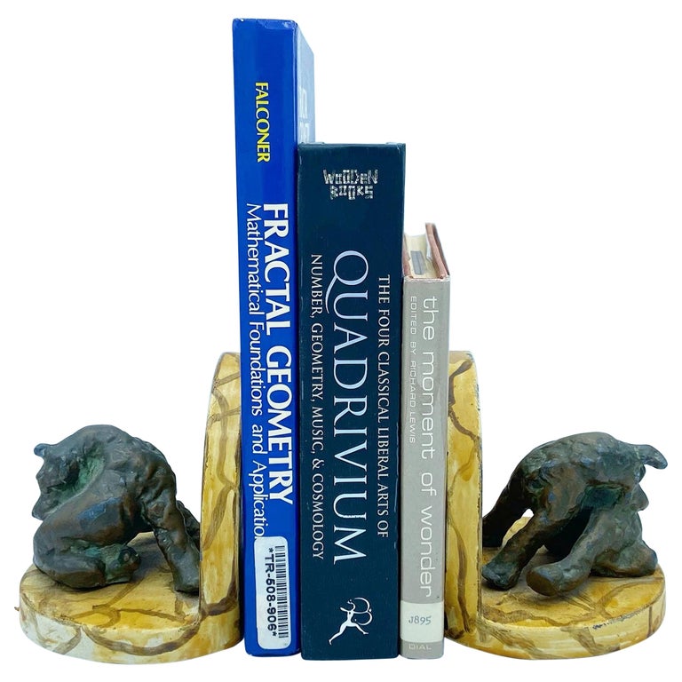 Mid Century Pair of Bronze Dog Bookends For Sale at 1stDibs