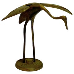 Vintage Brass Heron Sculpture