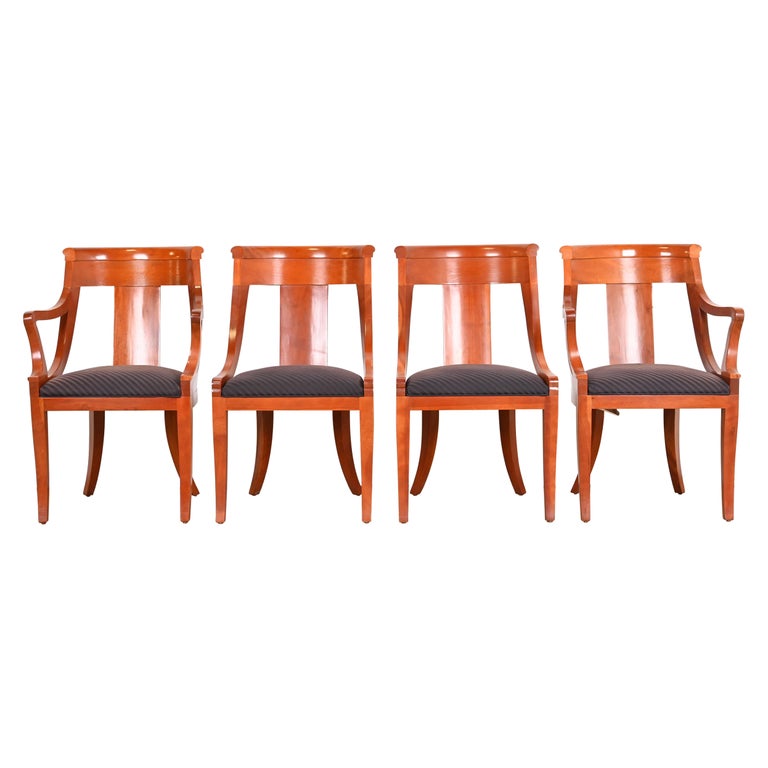 Baker Furniture Regency Solid Cherry Wood Dining Chairs, Set of Four at