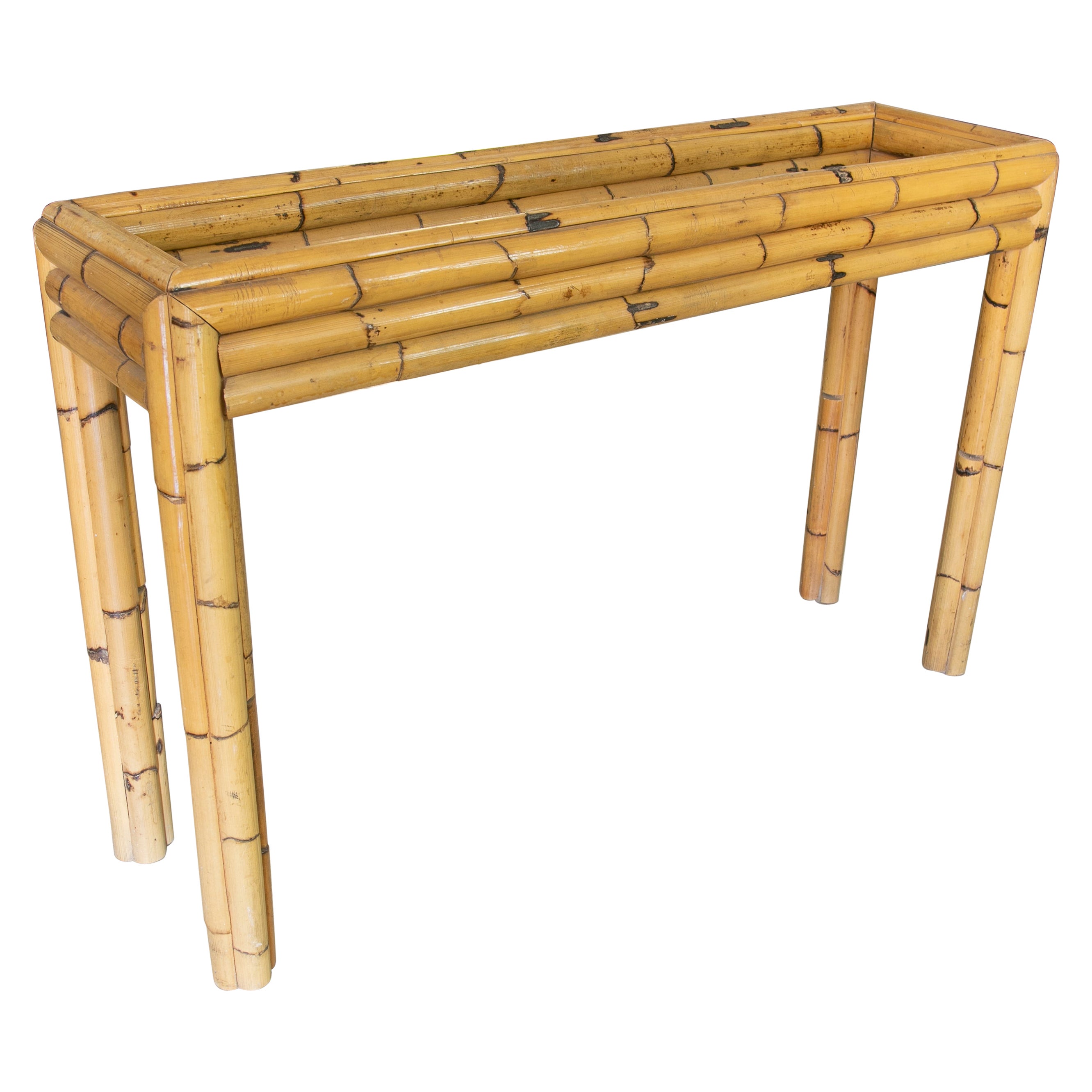 1970s Spanish Bamboo Console For Sale