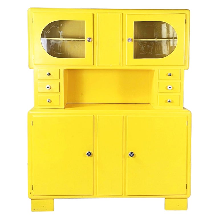 Italian Mid-Century Double Body Chest of Drawers in Bright Yellow Wood ...