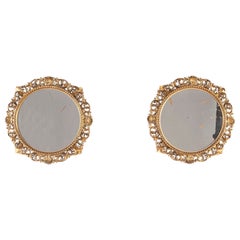 Pair of Circular Florentine Mirrors by Maples Co.