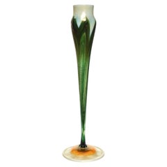 Louis Comfort Tiffany Studios Favrile Tall Pulled Feather Vase