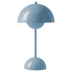 Flowerpot Vp9 Portable Light Blue Table Lamp by Verner Panton for &Tradition