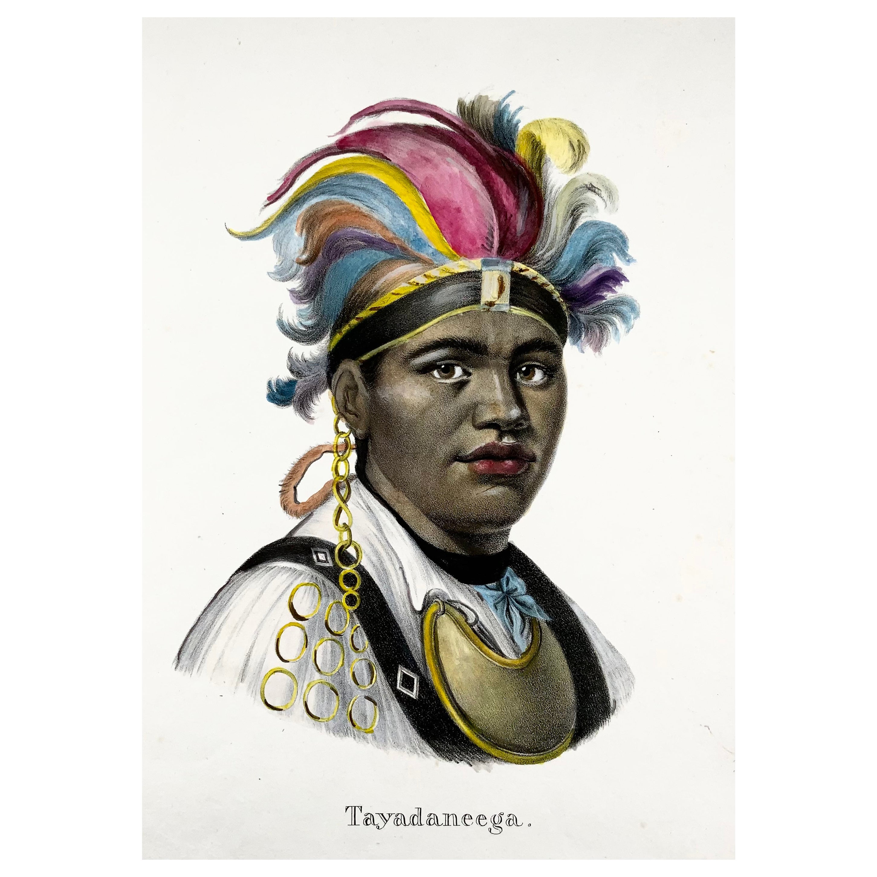Indigene Kunst (Nord-/Südamerika), Mohawk Chief, Folio, handkolorierte Steinlithographie