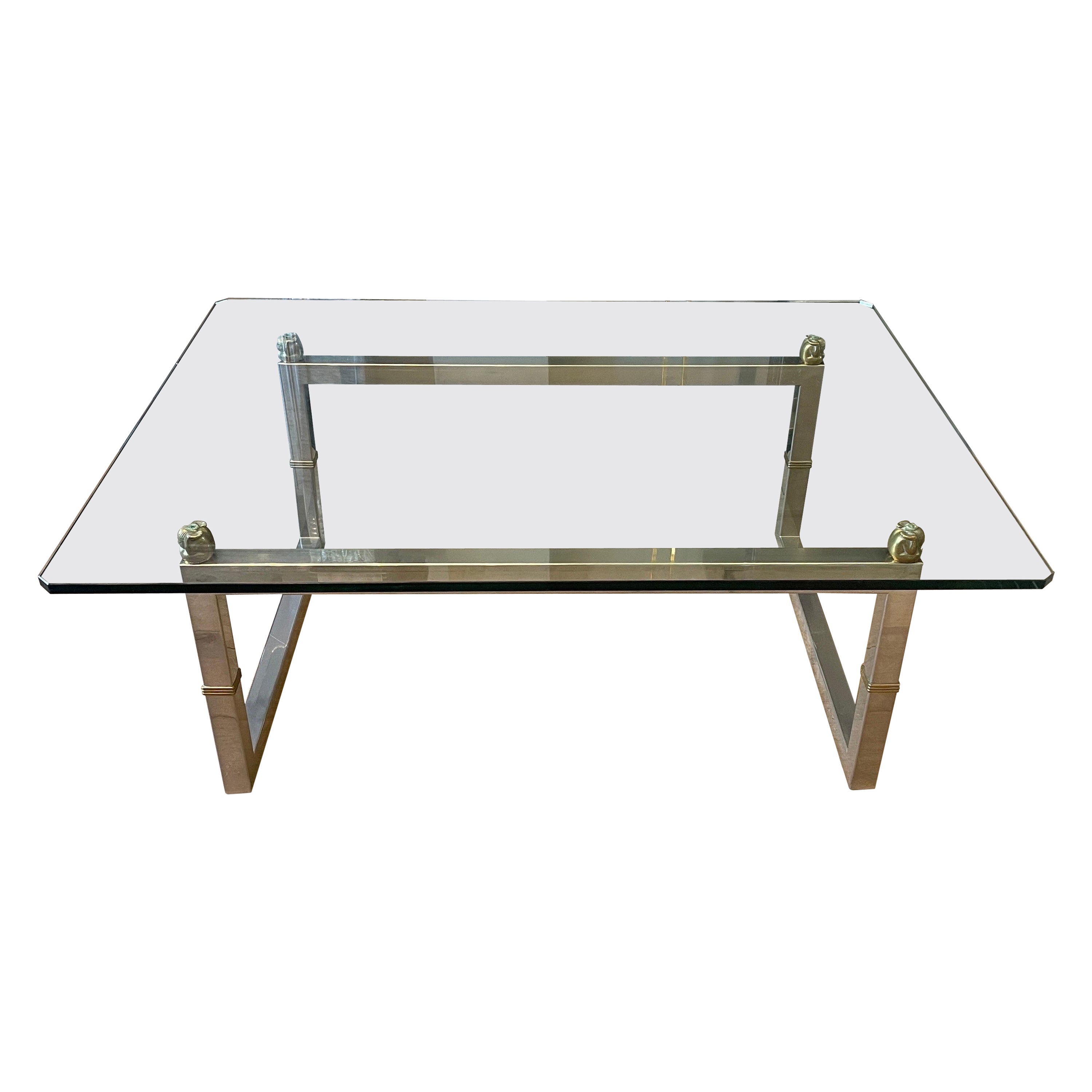 Chrome and Brass Coffee Table by Peter Ghyczy For Sale