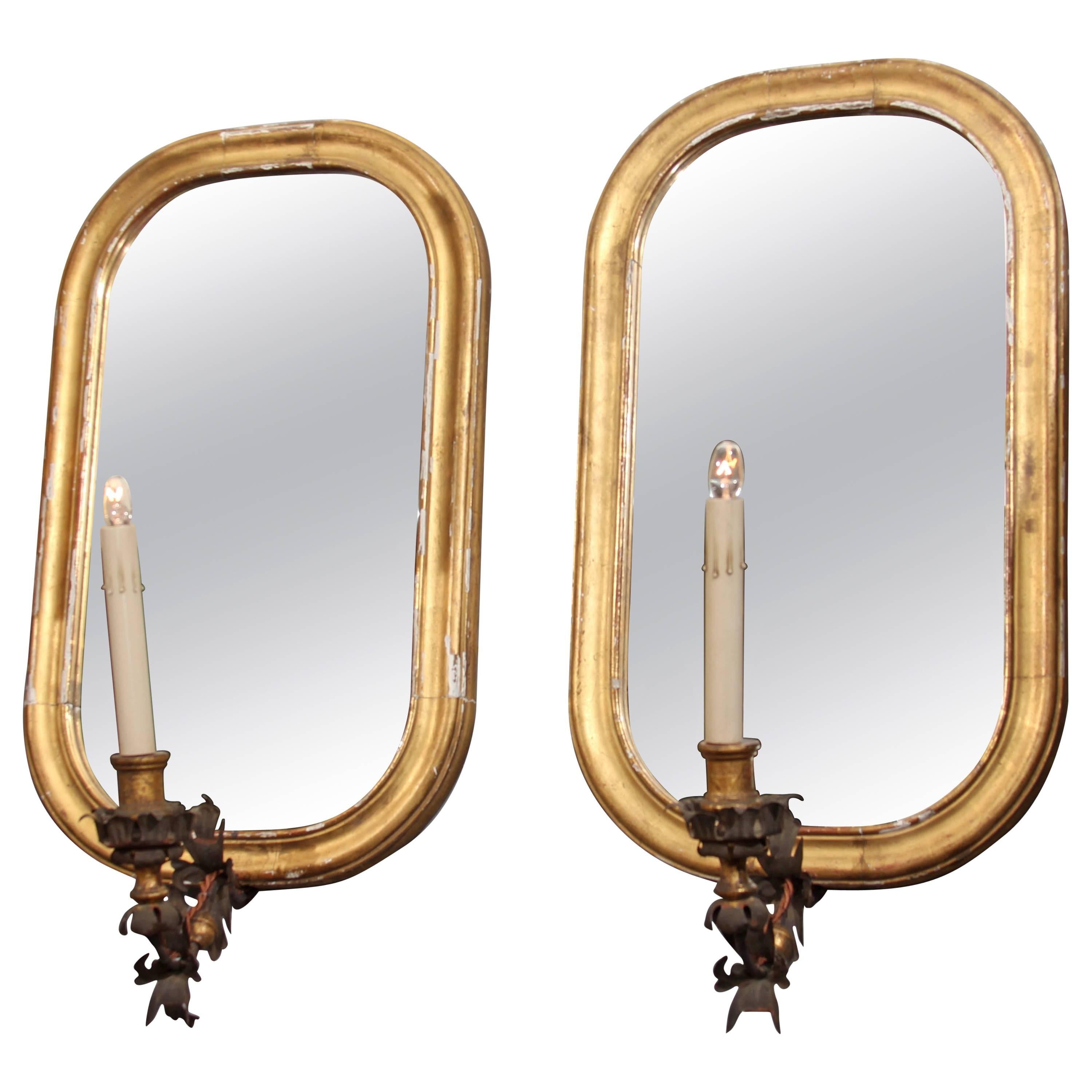 Pair of Mirror Sconces For Sale