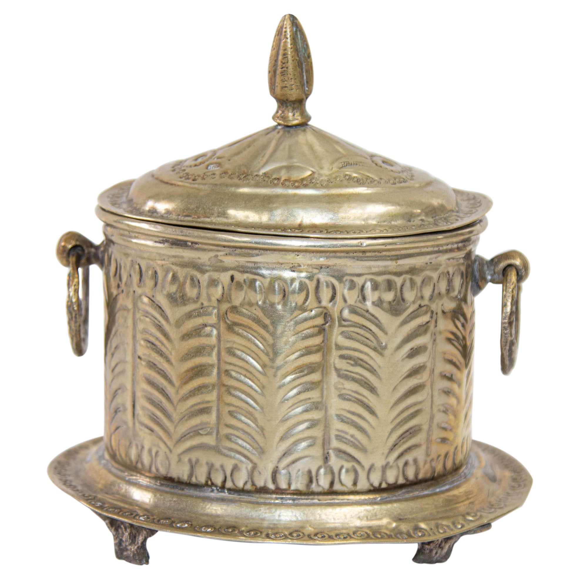 Antique Moroccan Silver Plated Tea Caddy Footed Candy Box