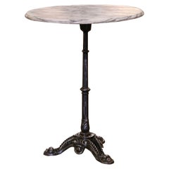 Early 20th Century Napoleon III Marble Top Polished Iron Bistrot Table