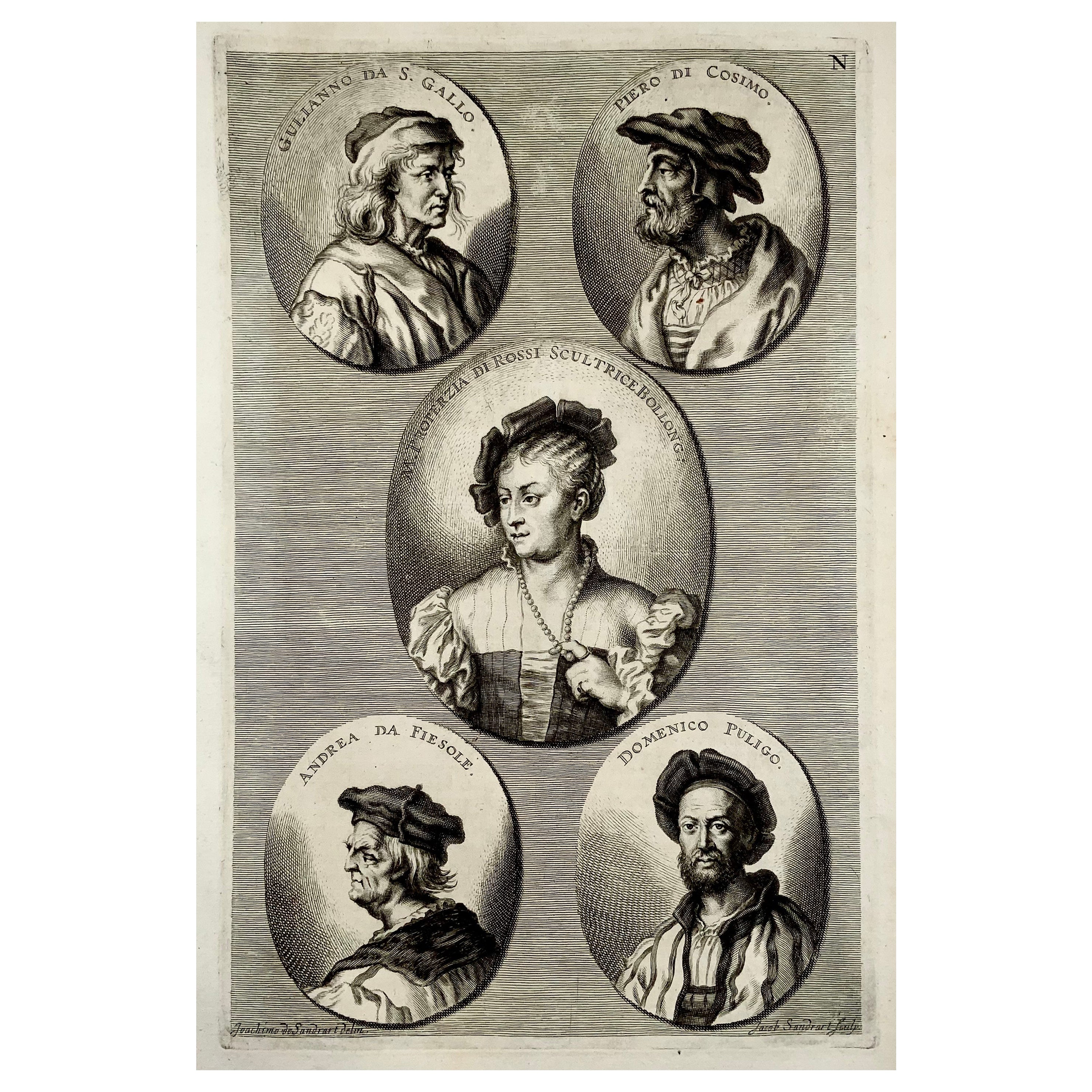 Folio Portraits of Artists, Puligo, Fiesole, Rossi, Gallo, Cosimo For Sale