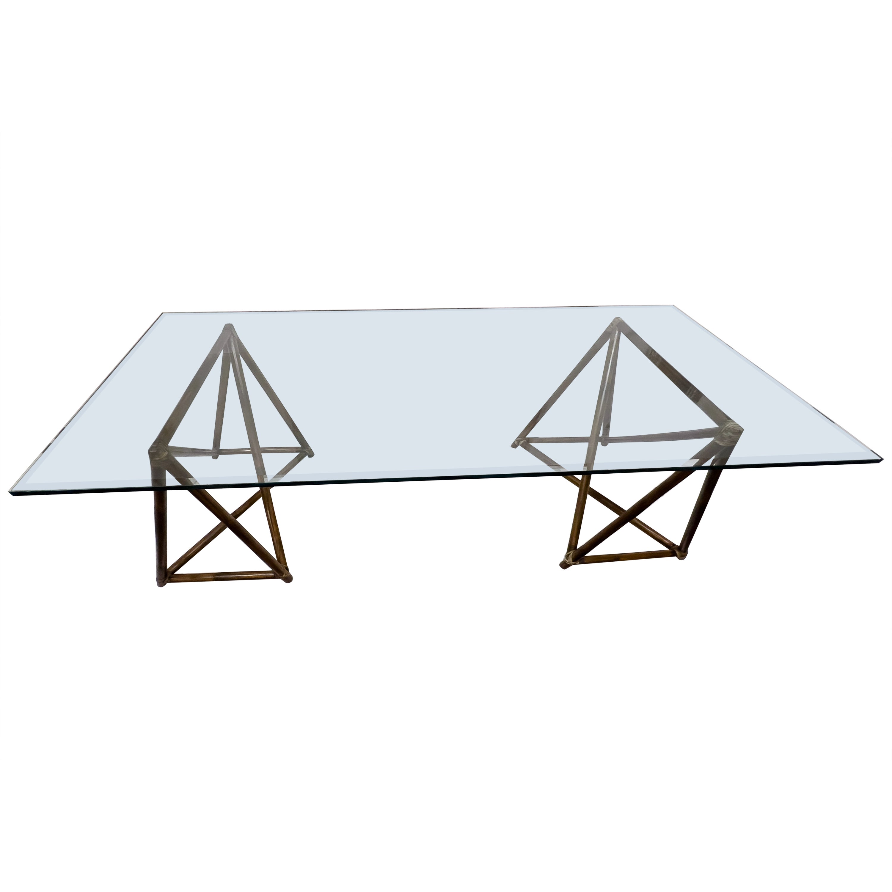 McGuire Geometric Rattan Pedestals for Table Console Desk Both Item Dimensions  