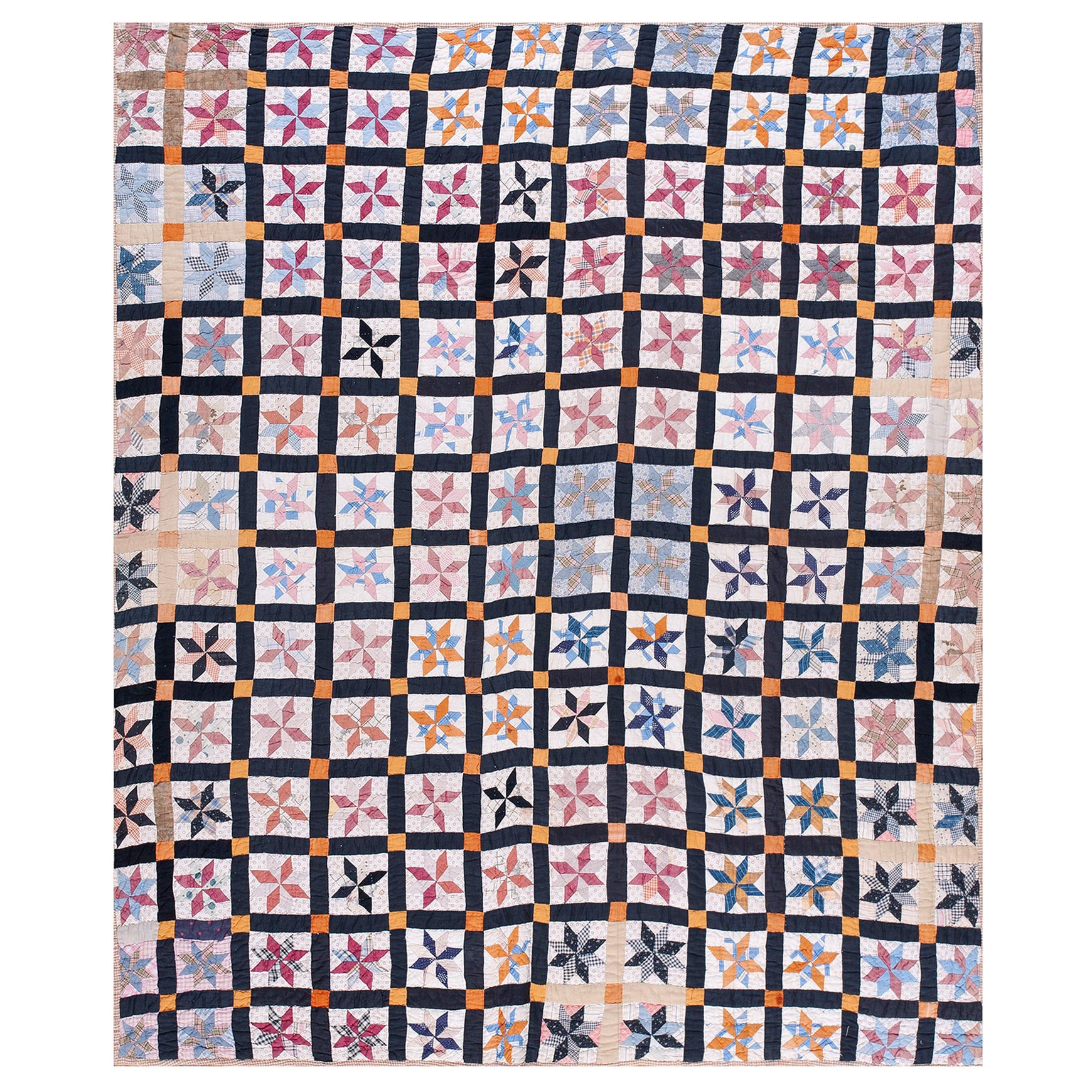 Early 20th Century American Quilt ( 5'3" x 6'5''  - 160 x 195 ) For Sale