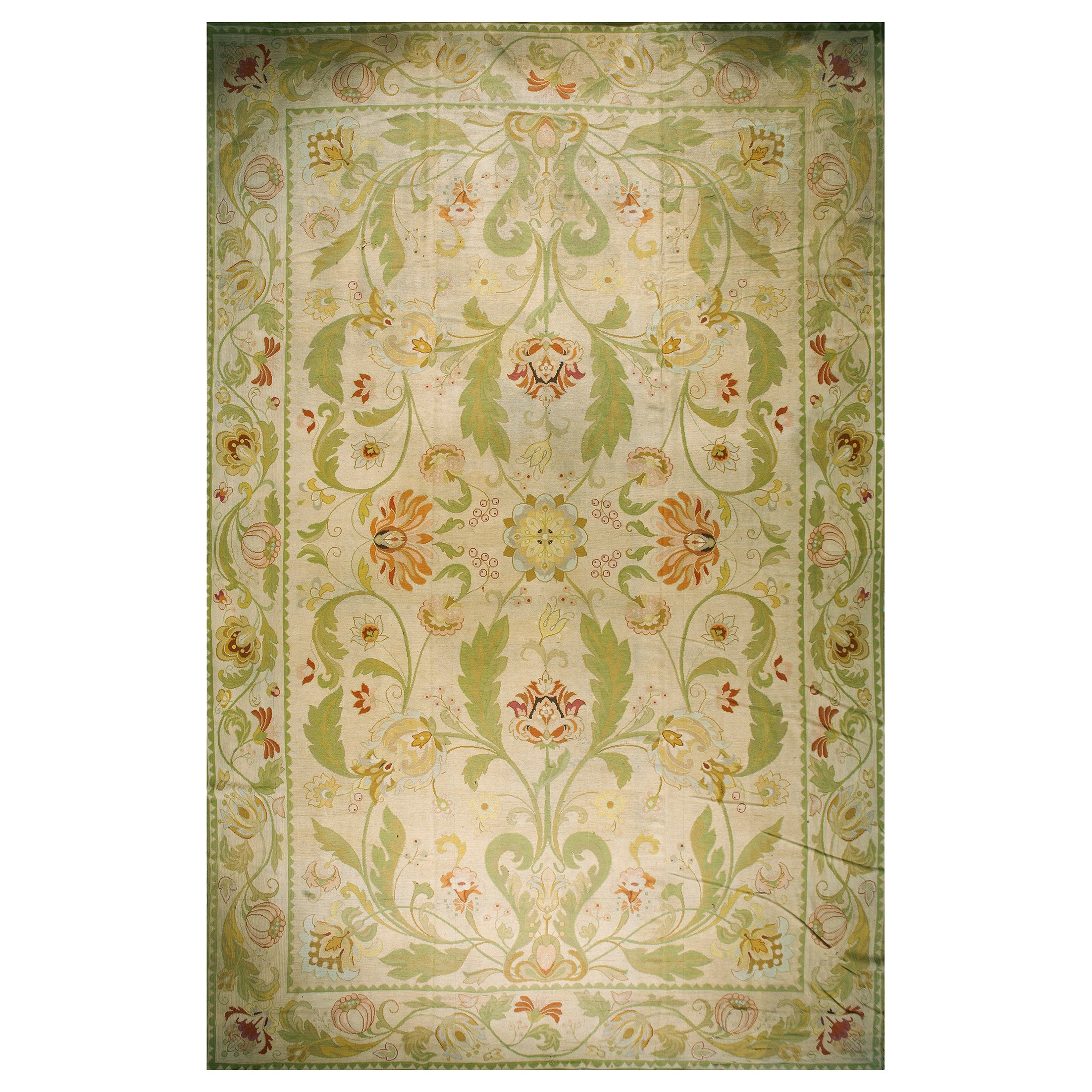 1930s Portuguese Arraiolos Needlepoint Carpet ( 14'2" x 23' - 432 x 702 ) For Sale