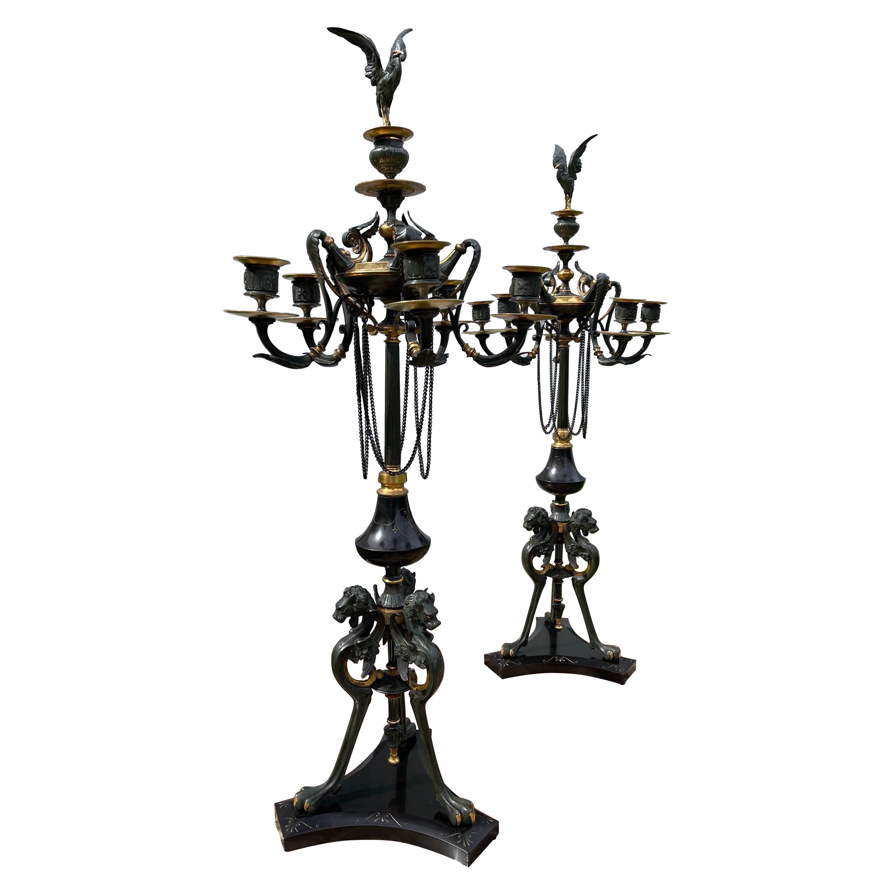 Paire de candélabres néoclassiques de Barbedienne en vente