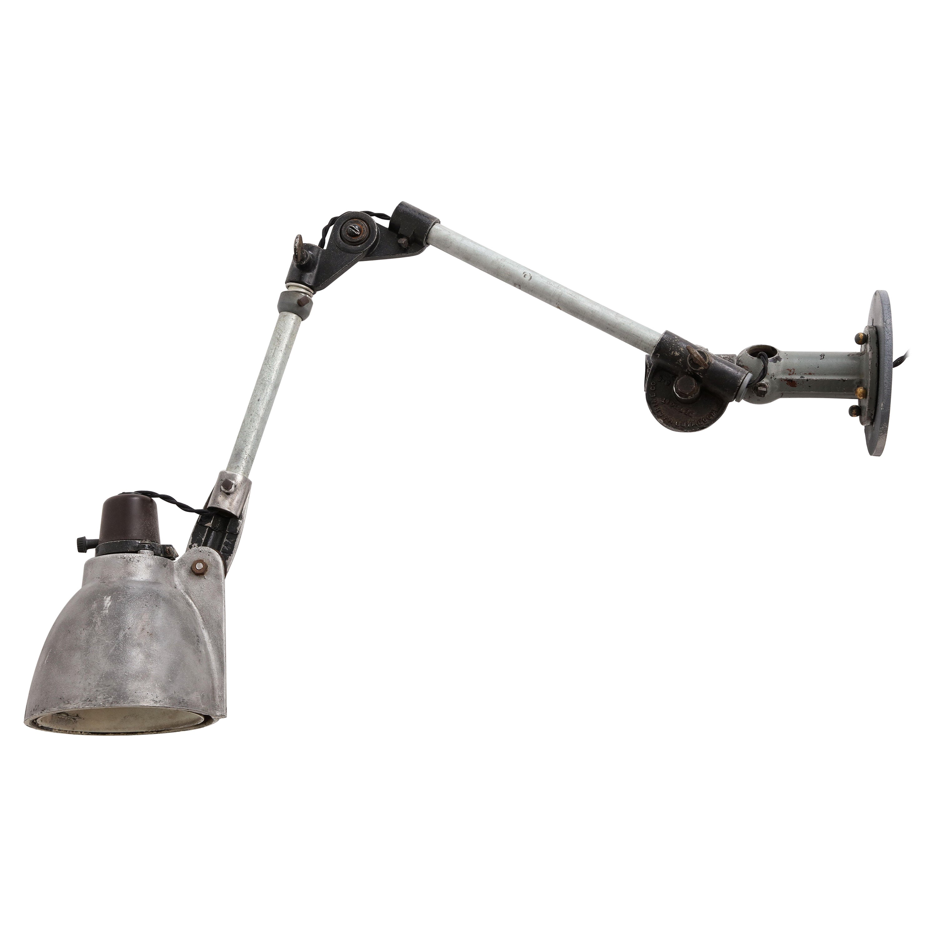 Industrial Anglepoise Wall Mounted Cast Iron Sconce, c. 1940