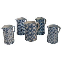 Collection of 19thc Sponge Ware Pitchers