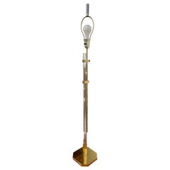 Vintage Regency Style Brass & Acrylic Glass Adjustable Floor Lamp, 1970s