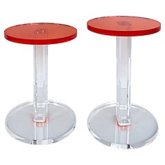 Iconic Design Gallery Custom Made Lucite Side Tables, Pair