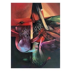 Abstract Painting The Seductions by Pedro Damian, Cuban American Artist, 1997