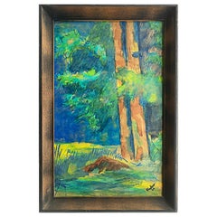 Warren Fischer Acquerello Paesaggio Pittura firmata e datata 1962