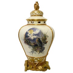 Antique Hand Painted Royal Worcester Urn Table Lamp, Late 19th Century