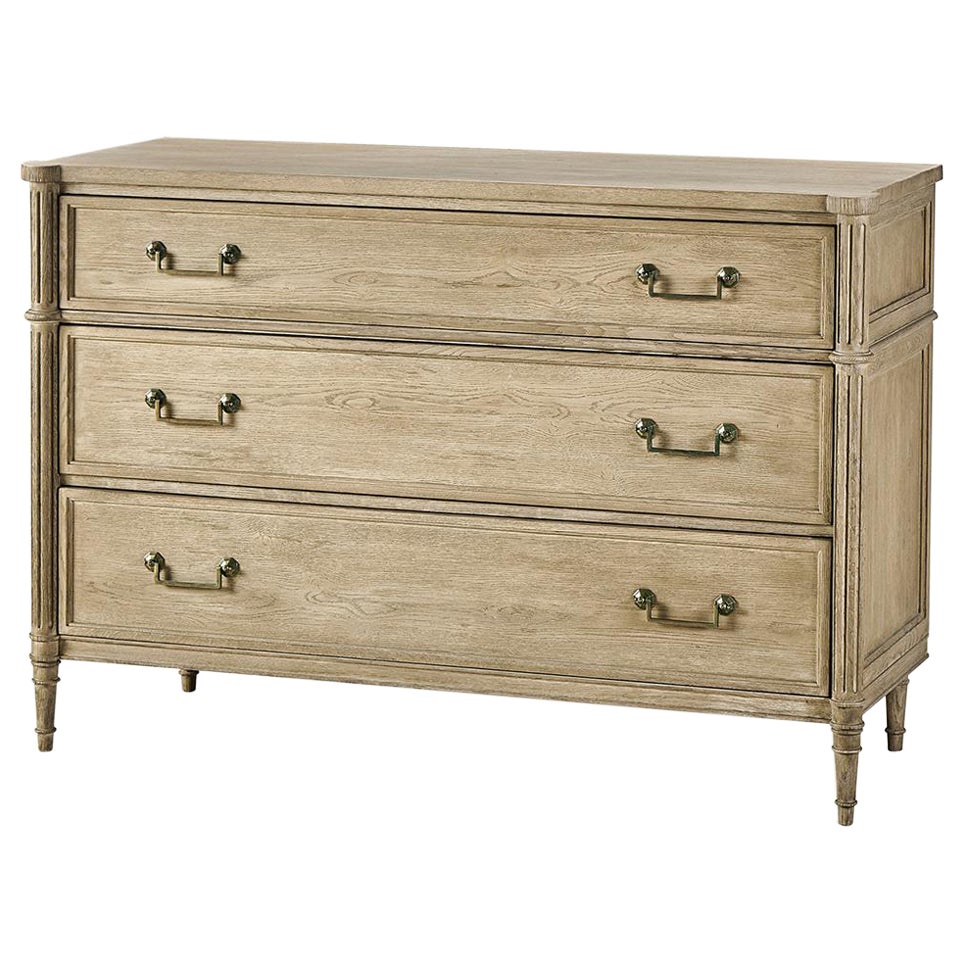 French Louis XVI Style Commode, Natural 52" For Sale