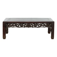 Chinese Qing Dynasty 19th Century Coffee Table with Carved Apron and Dark Patina