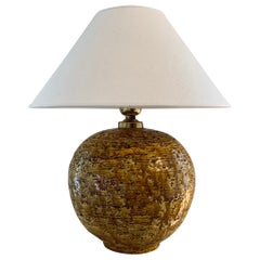 Swedish yellow chamotte stoneware table lamp by Gunnar Nylund for Rörstrand