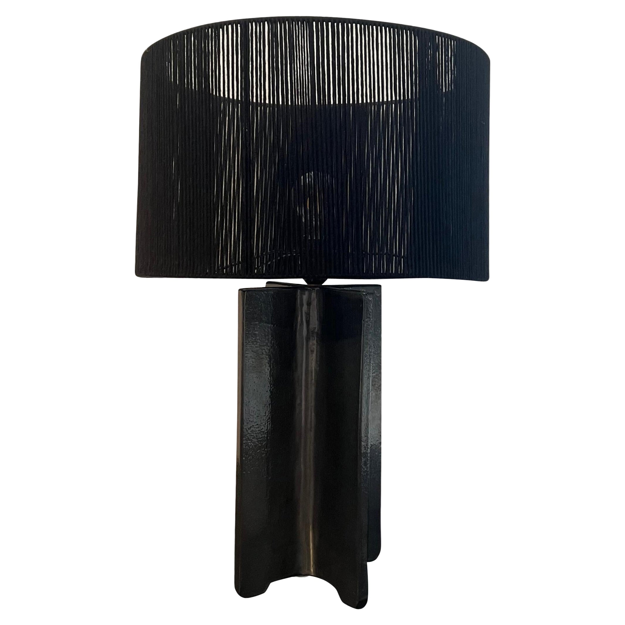 Contemporary Manolo Eirin Handmade Lampshade with Organic Cotton, Black For Sale