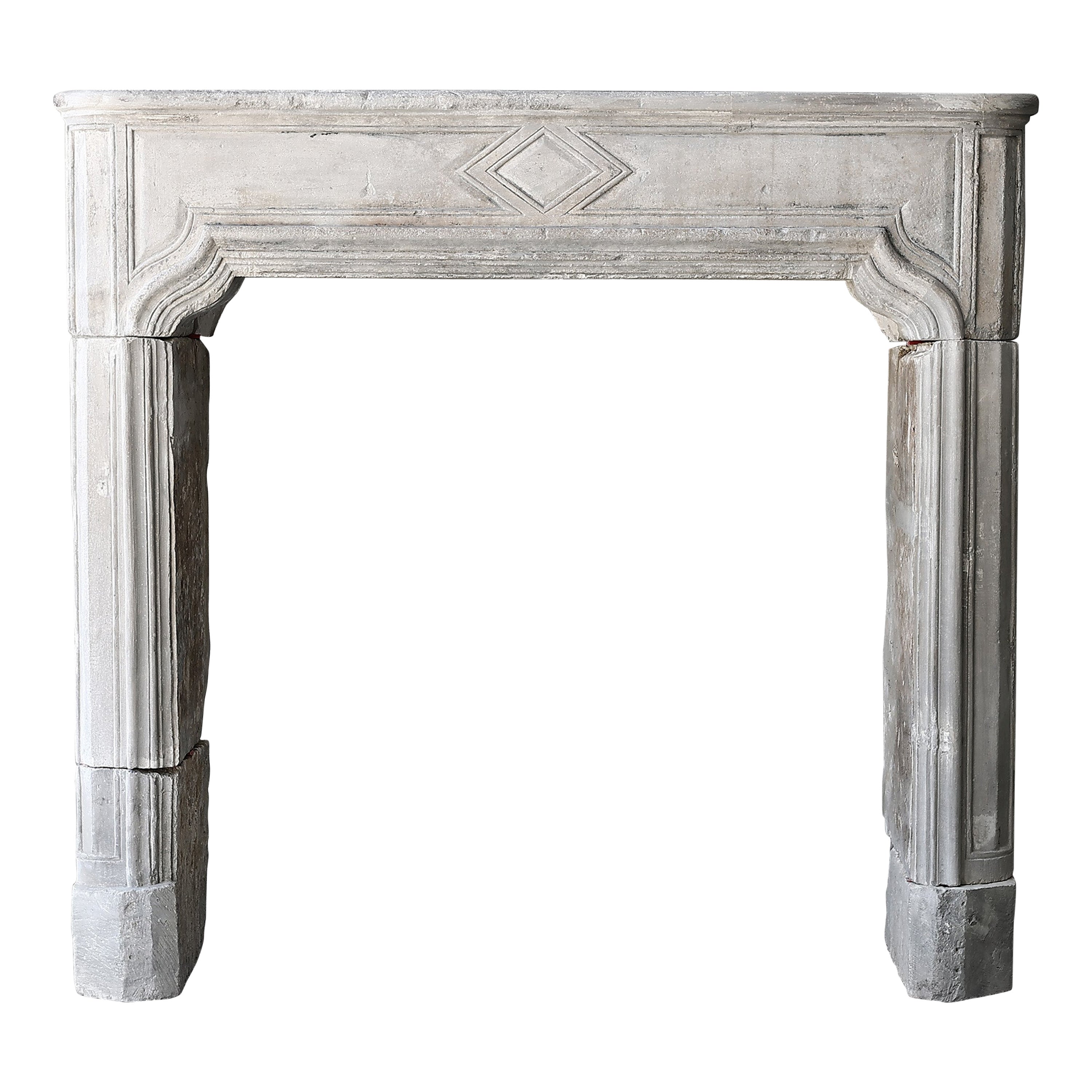 19th Century Fireplace of French limestone in Style of Louis XVI