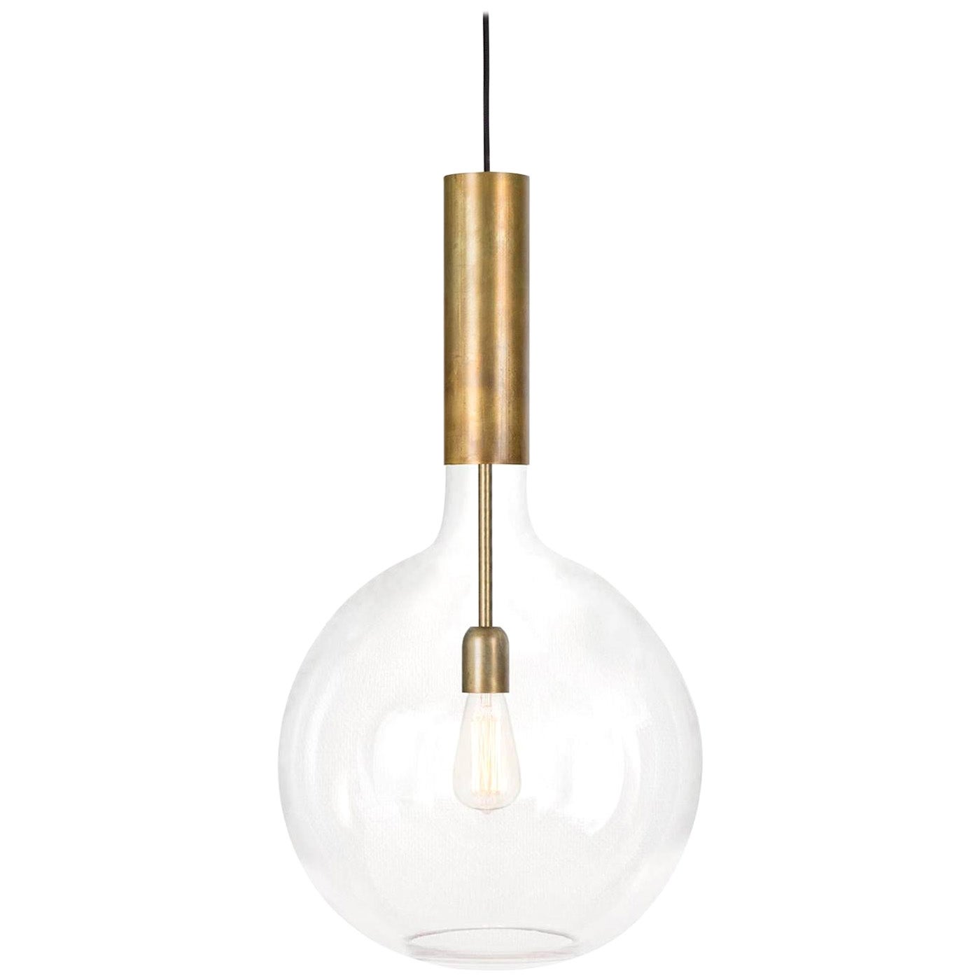 Sabina Grubbeson Rosdala Large Brass Clear Glass Ceiling Lamp by Konsthantverk For Sale