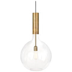 Sabina Grubbeson Rosdala Large Brass Clear Glass Ceiling Lamp by Konsthantverk