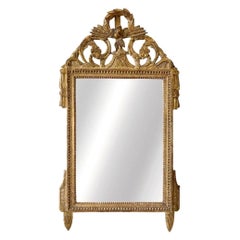 18th Century French Provincial Carved and Gilded Mirror, Molded Bird Crest