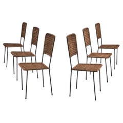 6 Iron and Rattan Chairs, Brazil, 1960s