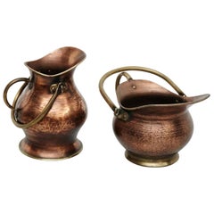 Set of Two Retro Brass Coal Scuttle Bucket, circa 1950