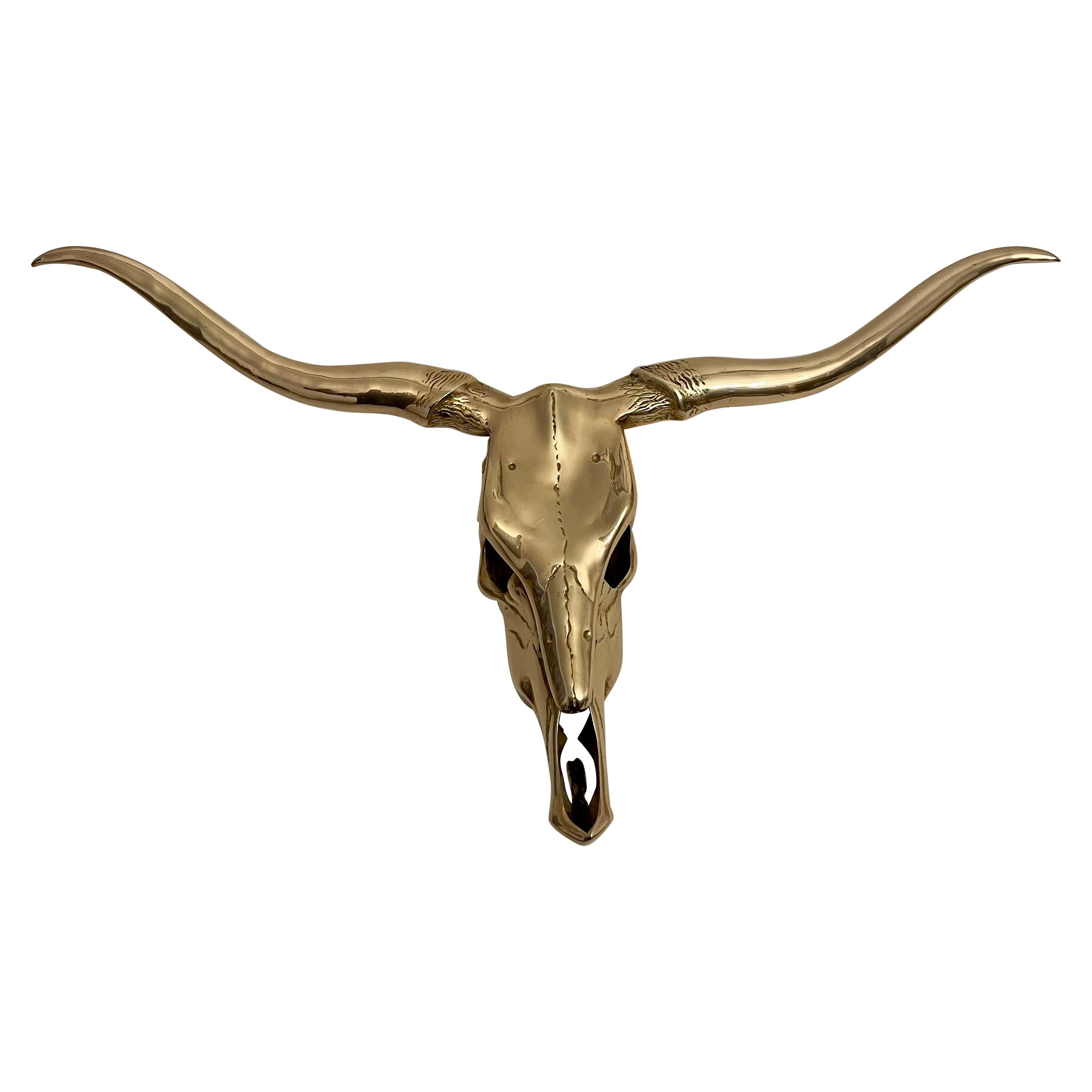 Large Brass Longhorn Wall Sculpture For Sale