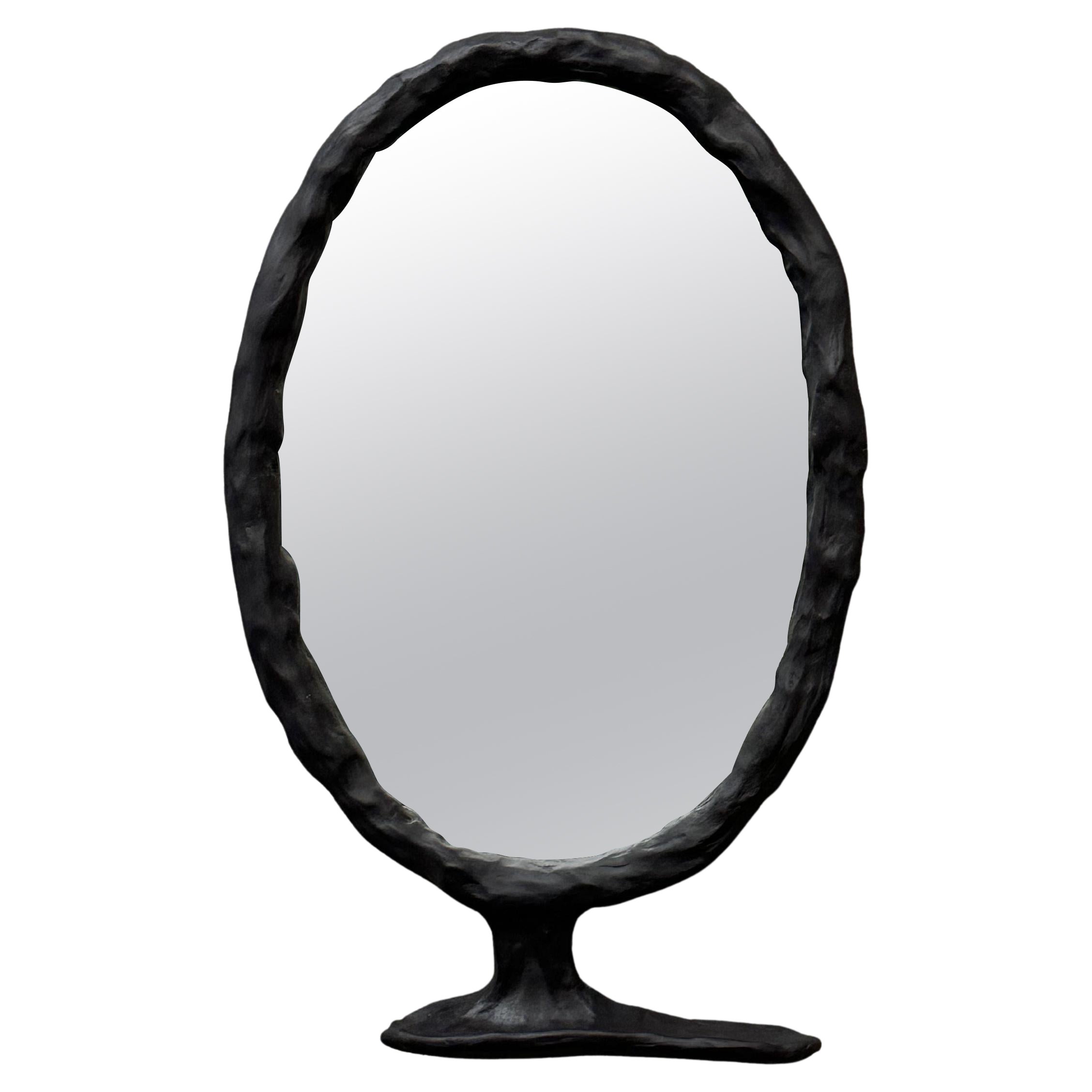 Set of Abstract Wood Mirror and Little Shelf by Atelier Monochrome For