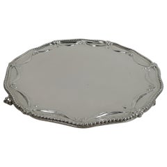 English Georgian Neoclassical Sterling Silver Salver Tray by Rugg