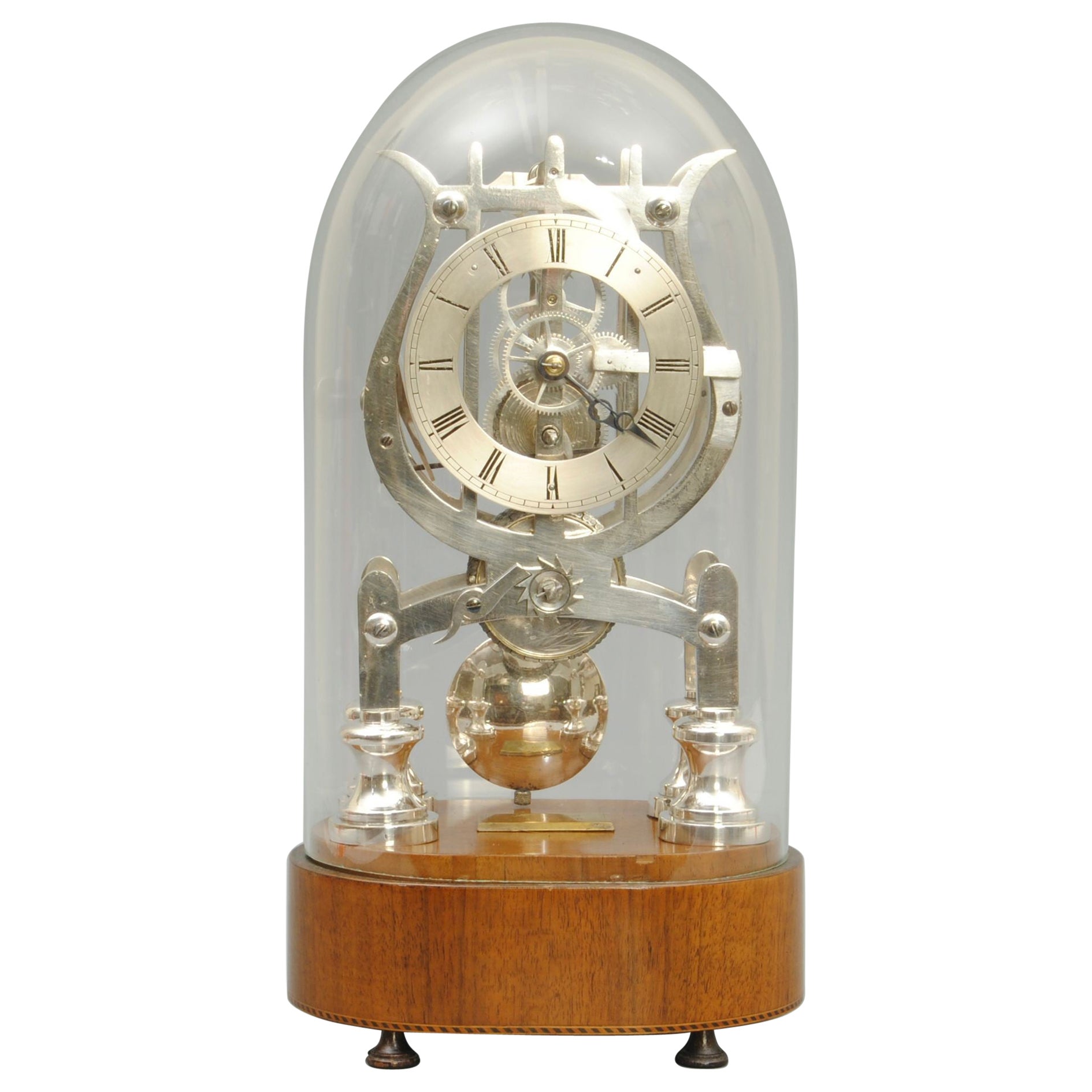 Horloge squelette argentée inhabituelle du 19ème siècle en vente