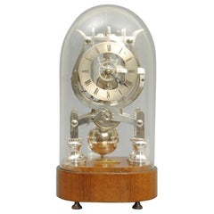 Unusual 19th Century Silvered Skeleton Clock